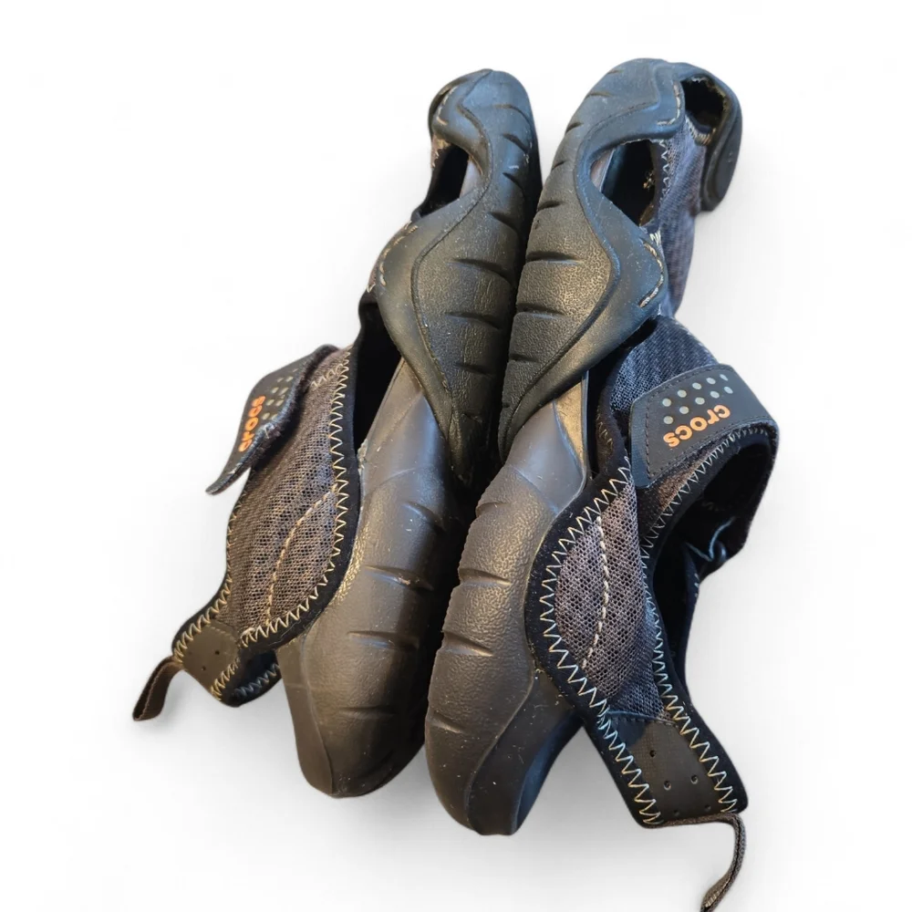Crocs Swiftwater Mesh Deck Sandals Mens 12 Brown Black Outdoor Water Shoes‎